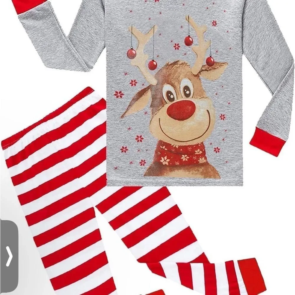 Christmas Pajamas 3T Reindeer Pjs Toddler Holiday Long Sleeve Sleepwear Sets